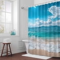 thumbnail image 3 of Ocean Bathroom Shower Curtain, Sea Wave Blue Sky White Cloud Beach Sandy Modern Waterproof Washable Soft Bath Curtain for Bathtub Decor with 12 Hooks&Grommet, 48x72 Inch, 3 of 9