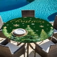 thumbnail image 6 of Christmas Tree Green Round Tablecloth, Fitted Table Cover with Elastic for 36"-44" Round Tables, Winter Snowflakes Xmas Pine Tree Table Cloth Outdoor Indoor Dinning Party Waterproof Tablecloths, 6 of 7
