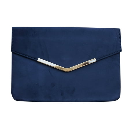 Chicastic Suede Envelope Clutch Purse - Navy Blue