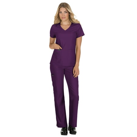 Koi Becca V Neck Scrub Top, Eggplant, L