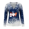 thumbnail image 4 of Camisas Navideñas Para Mujer Tops de Manga Larga Con Cuello en V Blusa Regular Estampada Odeerbi ODB198931, 4 of 6