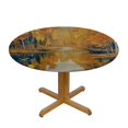 thumbnail image 3 of Orinice Trees Lake Yellow Leaves Round Table Cover Stain Resistant Washable Indoor Outdoor Tablecloth Kitchen Dining Wedding Parties Picnic Camping 100% Polyester Fiber 38-42, 3 of 8