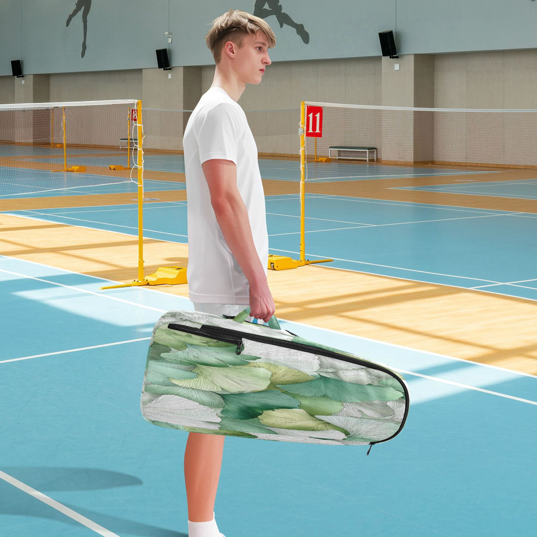 2 Racquet Holder Tennis Backpack Tennis Racket Covers Gym Bags Ginkgo Leaves