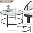 thumbnail image 5 of Renwick Round Glass-Top Coffee Table with Metal Frame for Livingroom, Black, 5 of 10