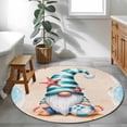 thumbnail image 4 of Coastal Beach Round Area Rug 4ft, Blue Gnomes Summer Ocean Sea Wave Starfish Beige Washable Non-Slip Circle Rugs for Bedroom Living Room Kitchen, Soft Non Shedding Circle Carpet for Dining Room Dorm, 4 of 9