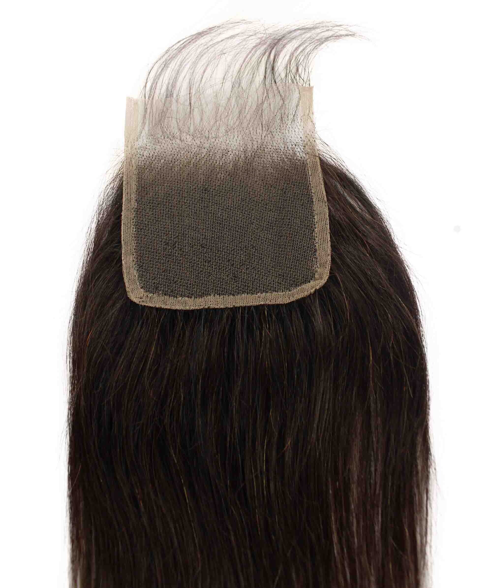 LUXLUXE Women Rico 100% Unprocessed A7 Grade Human Hair Bundle 10 Inches 101214 Lengths Free Part 4X4 Hand Tied Swiss Lace Closure