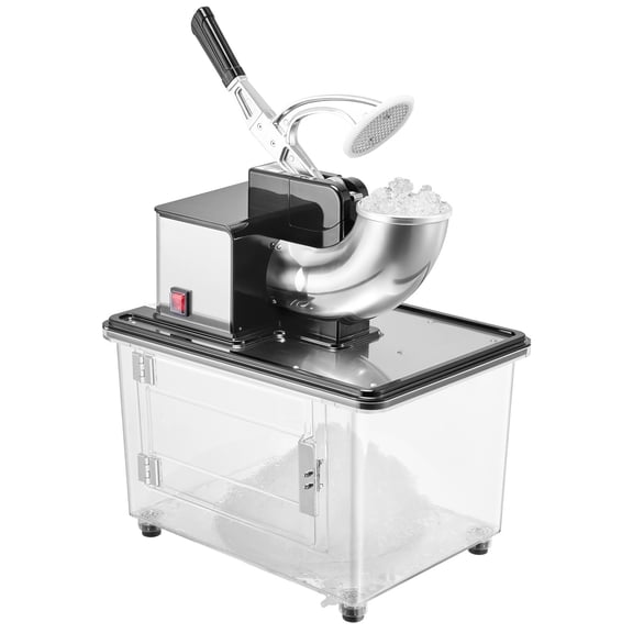 KFFKFF Commercial Ice Crusher 661LBS/H, 350W Electric Snow Cone Machine with 4 Blades, 2000RPM Stainless Steel Shaved Ice Maker with 11 Gal Ice Storage, Ideal for Homes, Restaurants, and Bars, Black
