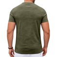 thumbnail image 5 of Zimjoy Men's Henley T Shirt Short Sleeve Stretchy Button Placket Loose Fit T-Shirts Casual Everyday Crew Neck Top Army Green 3XL, 5 of 6
