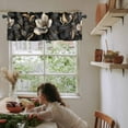 thumbnail image 6 of Hokiten Rod Pocket Curtain Valance, Black Gold Flower Farmhouse Window Valance for Living Room, Bedroom, Kitchen Gradient Luxurious Floral Botanical 54"W x 18"L, 6 of 8