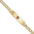 thumbnail image 1 of Bracelet Médical en Or Jaune 14K Émail Rouge Maillon Courbé 5.9mm ID, 1 of 3