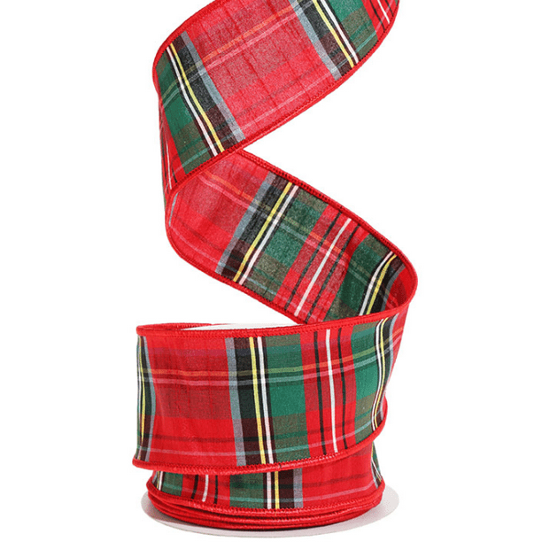 Raz 2.5" Red Plaid Wired Christmas Ribbon R3827705