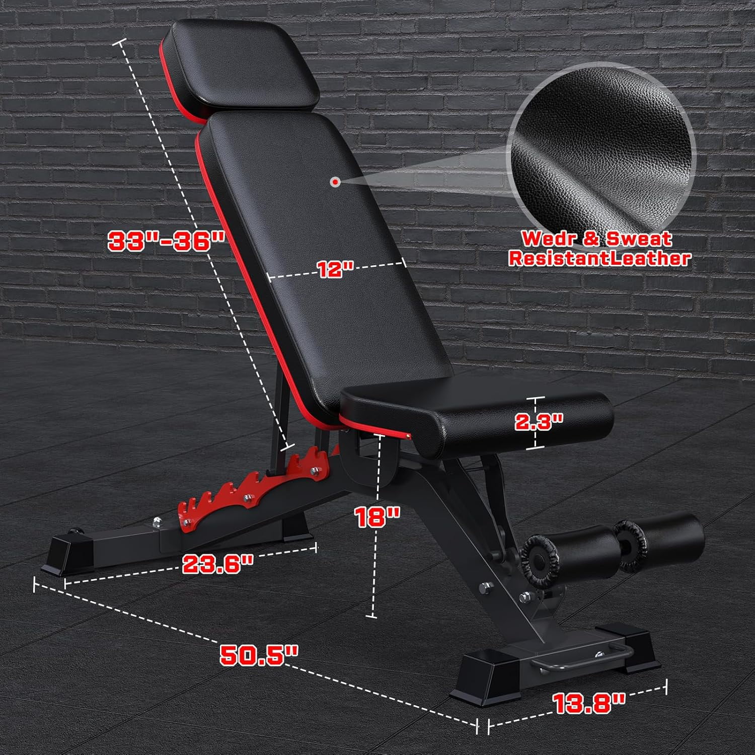 GIKPAL Heavy-duty 8 Positions Adjustable Weight Bench Workout Bench with Extra Headrest for Home Gym Full Body Strength Training,support up to 1200lbs