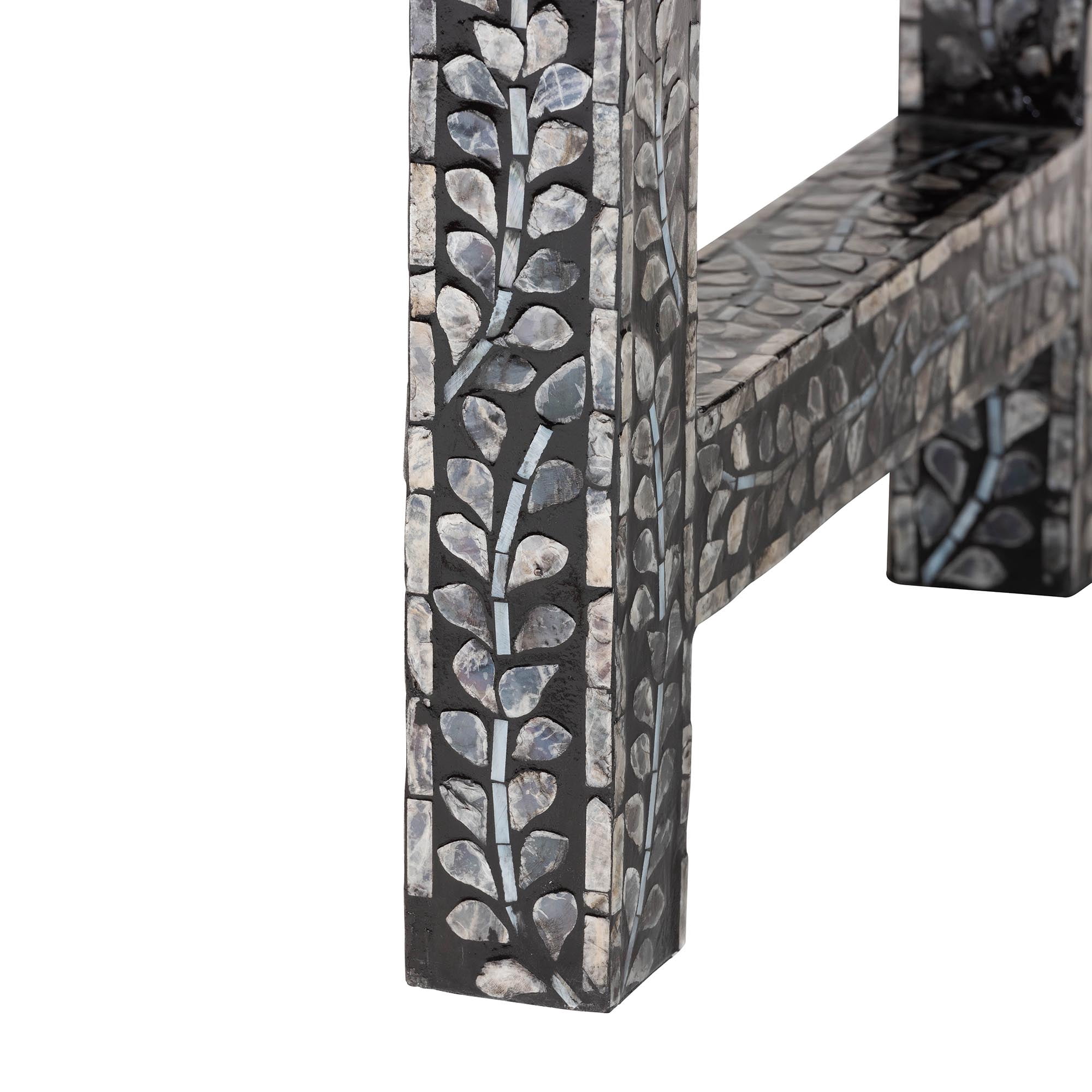 bali & pari Elara Coastal Console Table, 3-Drawer, Mosaic Black