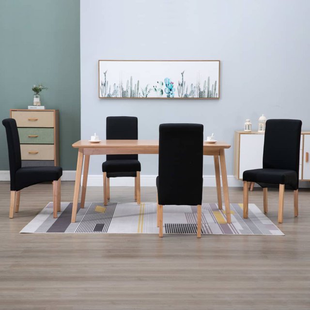 vidaXL Chaises de Salle à Manger 4 Pcs Tissu Noir