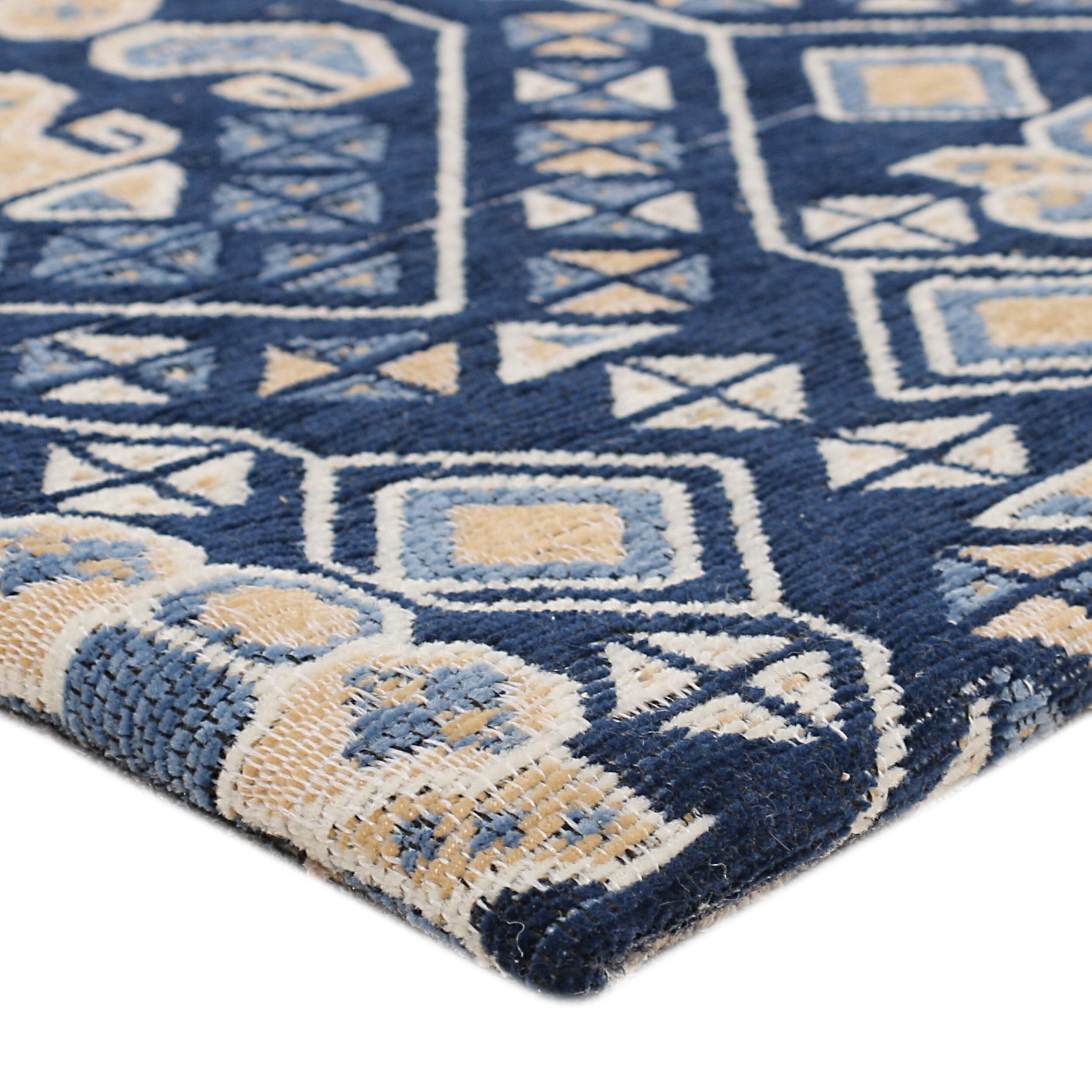RugSmith Navy Geometric 20in. X 36in. Anti-Fatigue Kitchen Mat - 20"x36"