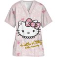 thumbnail image 1 of Uniforme d'Infirmière Kawaii, Hauts de Blouses Médicales pour Femmes, Imprimé Hello Kitty, Manches Courtes, Poches, 1 of 7