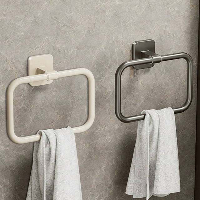 Weekly Deals! Gspmoly Squares Towel Storage Rack Towel Ring Hook Ring Towel Rack Minimalists Wall Mounted Round Small Size Hand Towel Hanging Rod Rag Towel Rack Weekly Deals