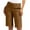 Brown, variant on HongQid Women Cotton Twill Flat Front Uniform Stretch Chino Shorts Classic-Fit Bermuda Khaki Short