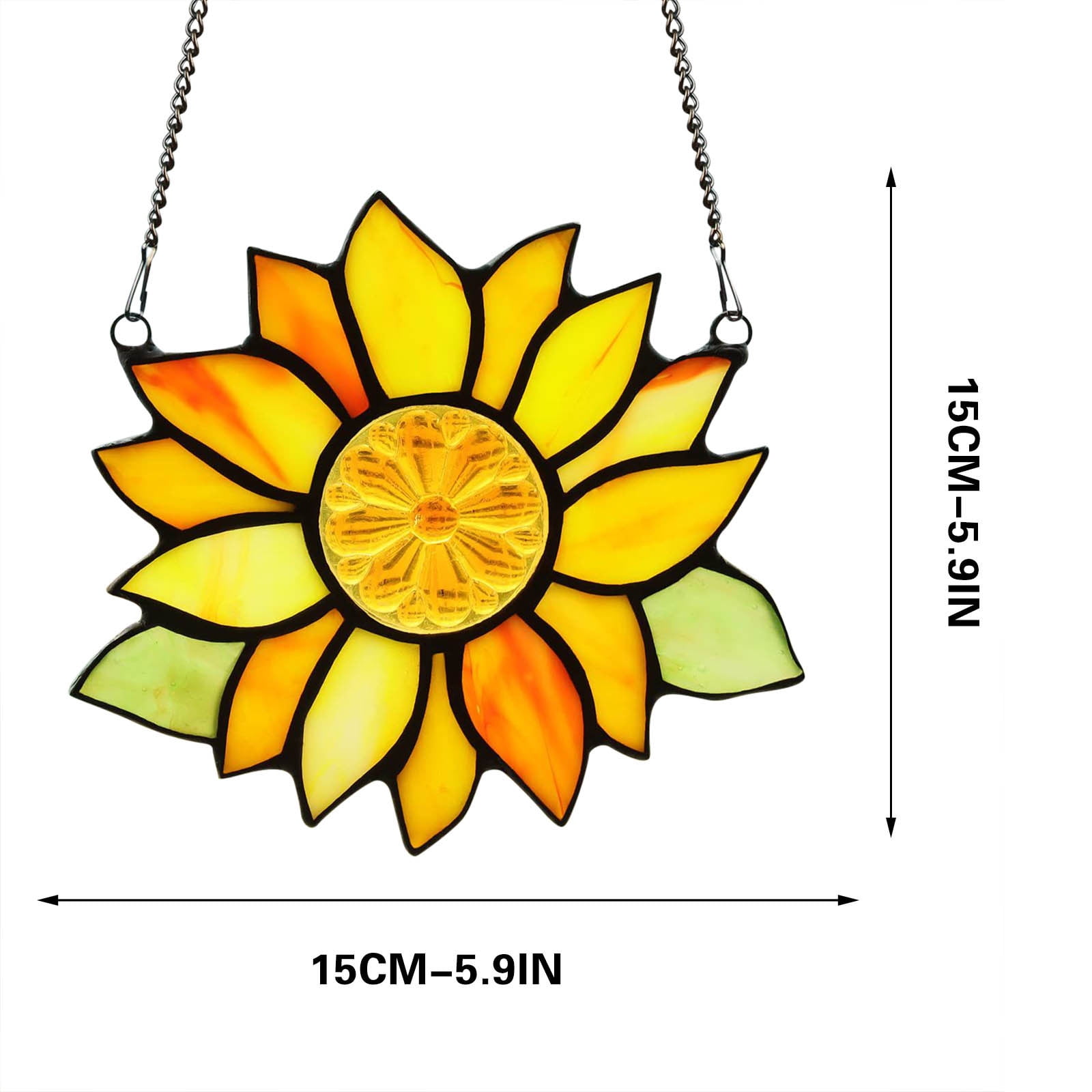 Yannianjz Sunflower Wind Chime Pendant, Colorful Acrylic Window Hanging Decor, Outdoor Garden Wind Chimes for Living Room, Bedroom, Courtyard