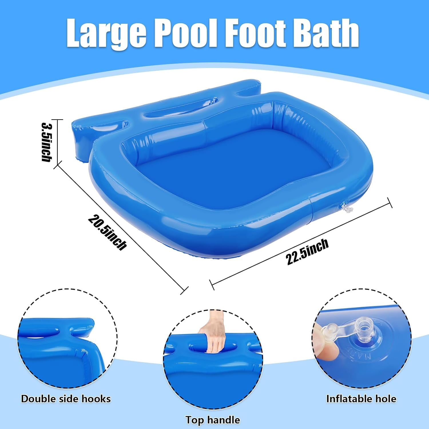 Pool Foot Bath, Inflatable Pool Foot Wash Tray for Pool Entry Ladder, Portable Foot Bath Basin for In Ground and Above Ground Swimming Pools