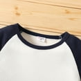 thumbnail image 5 of PatPat Toddler Boys Clothes Baby Boy Outfit Sets Kids Waffle Color Block Raglan Sleeve Tee & Solid Shorts Set,2-Piece, Navy Blue,3T, 5 of 8