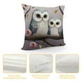 thumbnail image 4 of JEUXUS  Ink Painting Watercolor Grey Lovely Owl Green Brown Branch Home Sofa Chair Bed Decoration Lumbar Pillowcase Decorative Throw Pillow Cover Case, 4 of 5