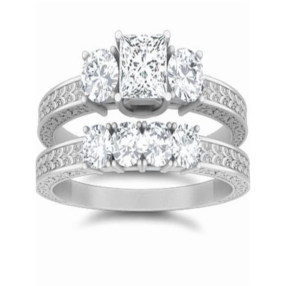 Tantalizing Wedding Ring Set 1 Carat Princess Cut Diamond on 10k Gold