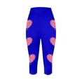 thumbnail image 4 of lcziwo Sale of The Day Prime Today, Women's High Waist Tummy Control Cropped Yoga Pants Valentine's Day Heart Printed Workout Leggings Casual Elastic Tight Capri Leggings Blue 3XL, 4 of 5
