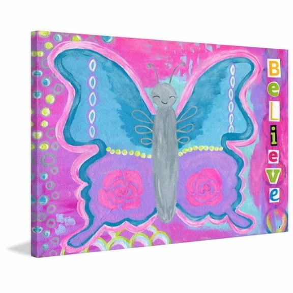 Marmont Hill "Believe Butterfly" by Jill Lambert Painting Print on Wrapped Canvas