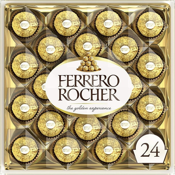 Ferrero Rocher chocolate con leche de avellana fina, 24 unidades, caja de regalo de chocolate y dulces Ferrero Rocher HY-ES9E-Z1EJ