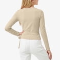 thumbnail image 5 of Lullu Girl's Tie Wrap Top Solid Lightweight Long Sleeve V Neck Shirt for Dance, 5 of 6