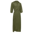 thumbnail image 4 of Fridja Femmes Occasionnels Bandage en Vrac Demi-Manche Solide V-Cou Robe Cheville-Longueur, 4 of 5