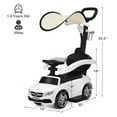 thumbnail image 3 of Topbuy 3 in 1 Ride On Push Car Mercedes Benz For Toddlers Stroller Sliding Walking Car With Sun Canopy White, 3 of 8