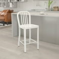 thumbnail image 2 of Flash Furniture Gael Commercial Grade 24" High White Metal Indoor-Outdoor Counter Height Stool with Vertical Slat Back, 2 of 11