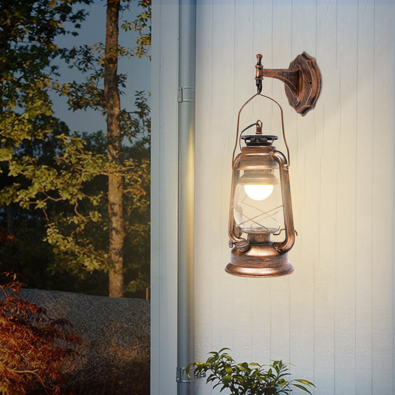 Outdoor Vintage Antique Rustic Lantern Lamp Retro Wall Sconce Light Fixture E27 for Shop Entrance, Park