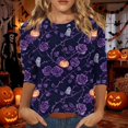 thumbnail image 2 of Bovemsi Cute Summer Tops Breathable Round‑Neck 3/4‑Sleeve Printed Blouse Fashion Outfits Clothes L, 2 of 4