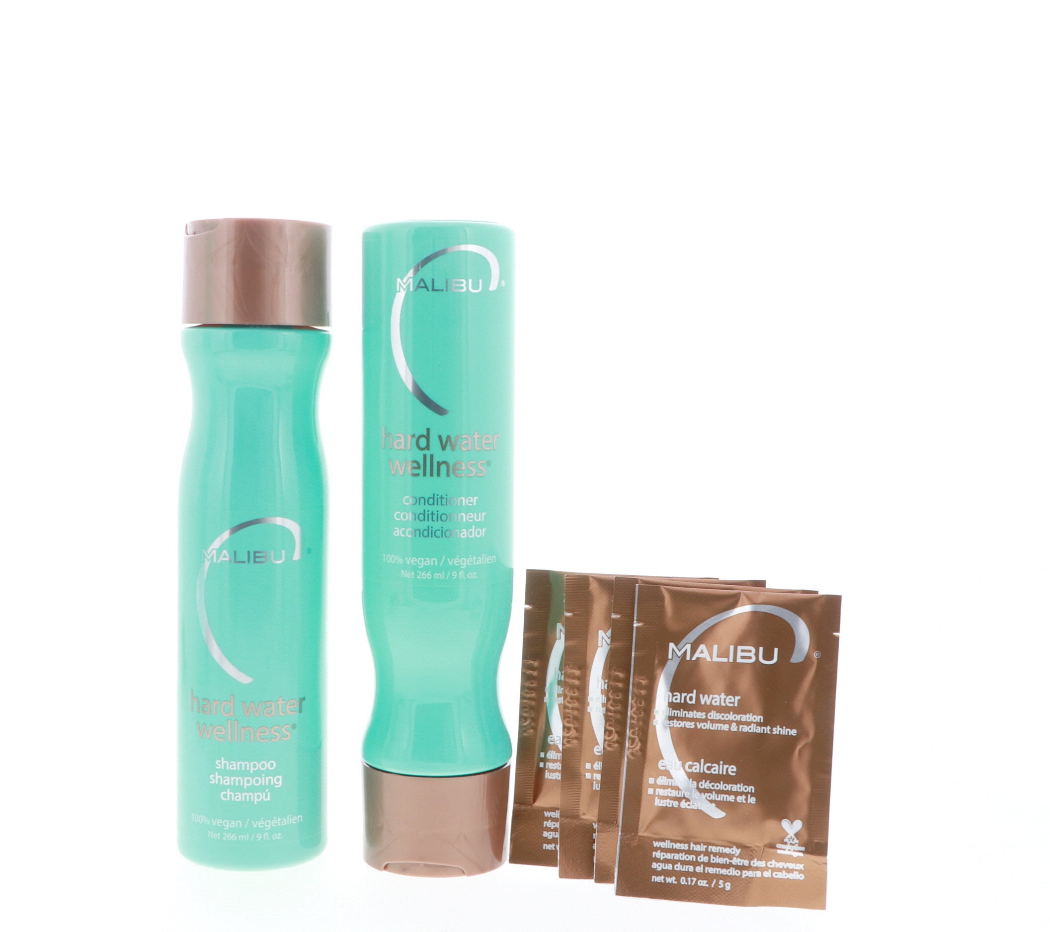 Malibu Hard Water Wellness Treatment Kit (Shampoo 9 oz, Conditioner 9 oz, Hair Remedy 4 x 0.17 oz)