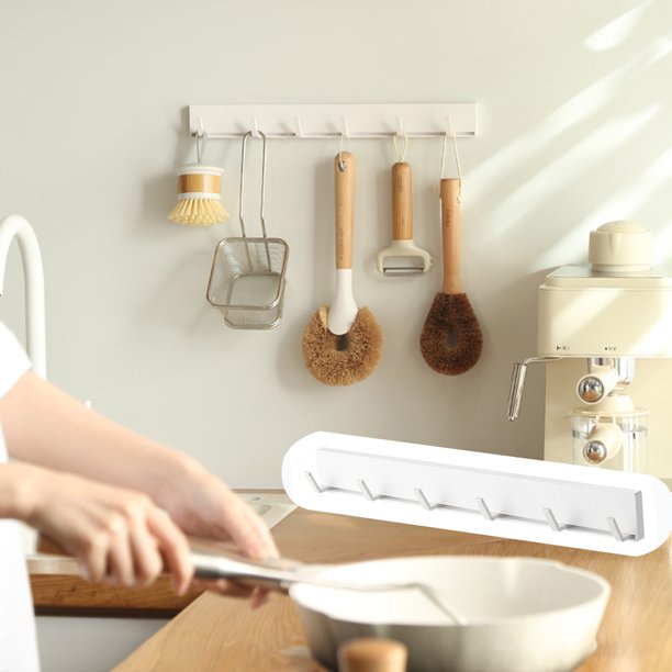 Soporte para ganchos de pared sin taladro 6 ganchos Organizador adhesivo para llaves Toallas Entrada de baño de cocina