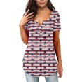 thumbnail image 1 of Txlixc Blusa de manga corta para el día de la independencia femenina con diseño de bandera nacional Txlixc moda, 1 of 9
