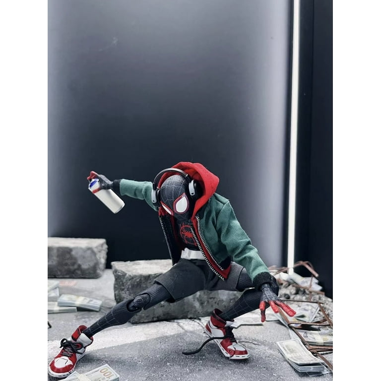 TIM Spider-M Miles Morales Real Clothes Full Body Movable Action Figure Model Replaceable Clothes, Heads, Hands Gift Box