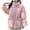 Pink, variant on Womens Winter Long Sleeve Zip Puffer Jacket Stand Collar Baggy Short Down Coats with Drawstring Pockets Today Sales Black,XL