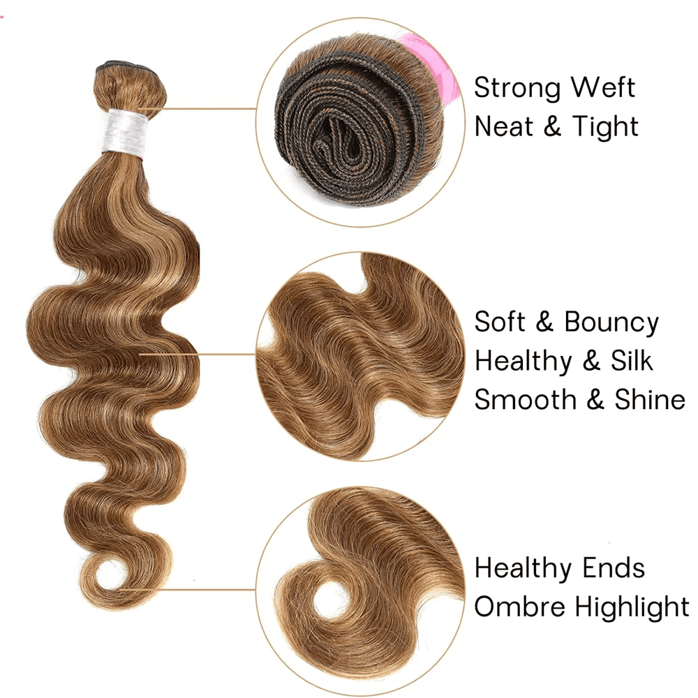 USTAR Brazilian Chocolate Brown Basic 4P/27 Virgin Human Hair Bundles - 22 24 26 28" Blended Hairs Body Wave, Heat-Resistant, Soft & Long-Lasting for Women Deal