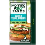 MorningStar Farms Vegan Garden Veggie Plant Based Veggie Burgers, 9.5 oz, 4 Count (Frozen)