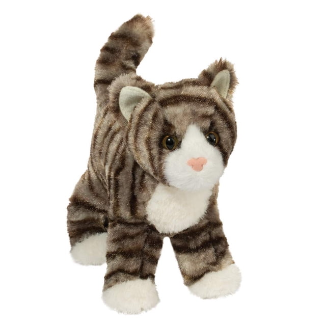 Peluche Douglas Zigby, gato atigrado con rayas grises, 20 cm
