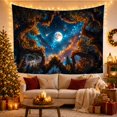 thumbnail image 3 of Ancient Forest Trees Framing Cosmic Nebula and Full Moon, Mystical Celestial for Astronomy Lovers, Fantasy Space Wall Art, Housewarming Gift, Tapestry Wall Hanging for Bedroom and Living Room, 3 of 7