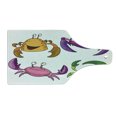 thumbnail image 2 of Crabs Cutting Board, Theme Illustration of Funny Crabs Pattern Cartoon Style Print, Decorative Tempered Glass Cutting and Serving Board, Wine Bottle Shape, Purple Fern Green, by Ambesonne, 2 of 5