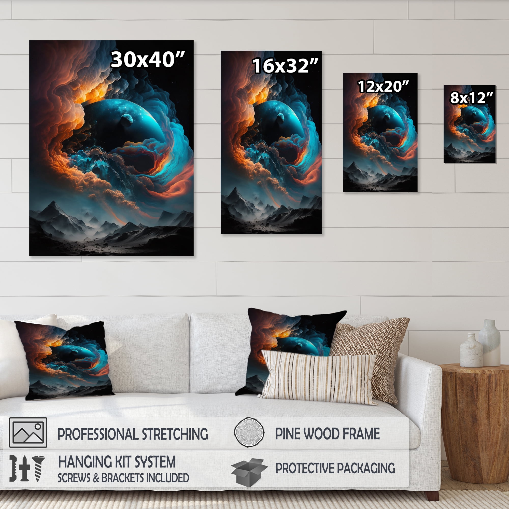 Designart Futuristic Landscape In Space IV Canvas Wall Art