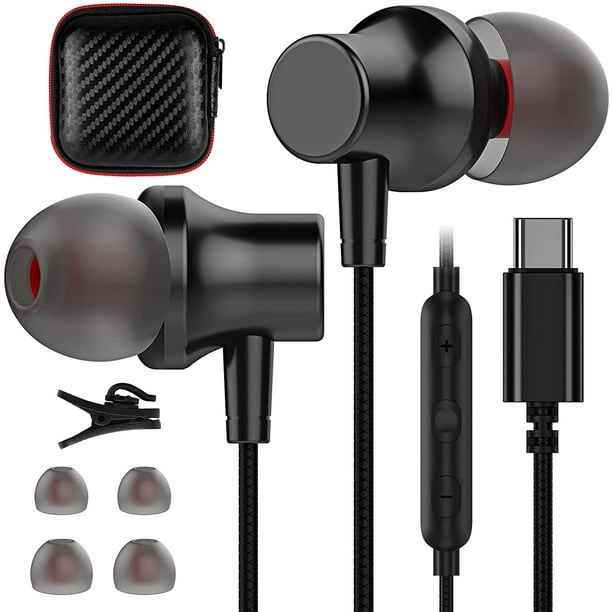 Écouteurs USB C pour Samsung S22, écouteurs filaires COOYA avec microphone  Type C écouteurs isolation phonique intra-auriculaire magnétique 