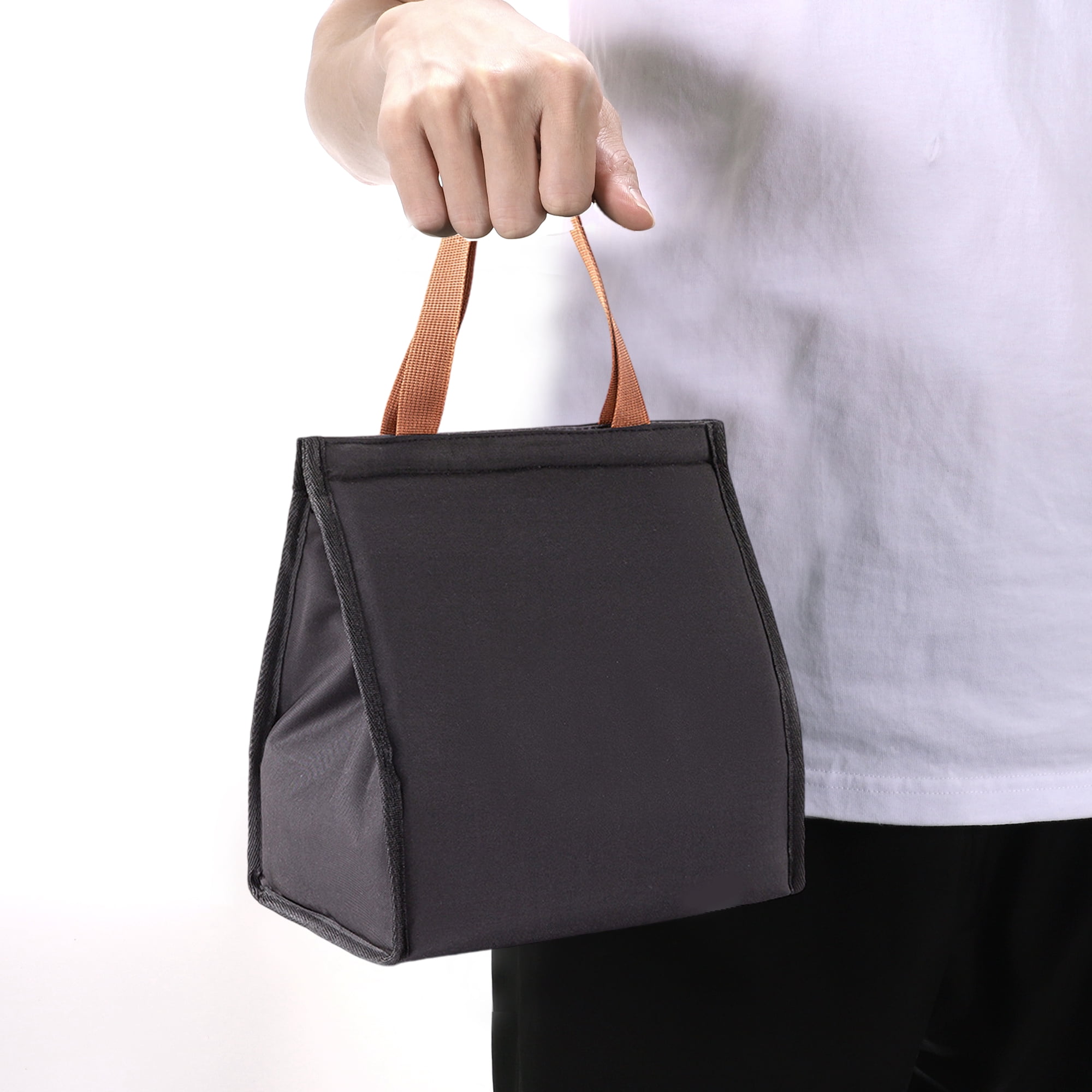 Unique Bargains Reusable Insulated Lunch Tote Bag Black Triangle
