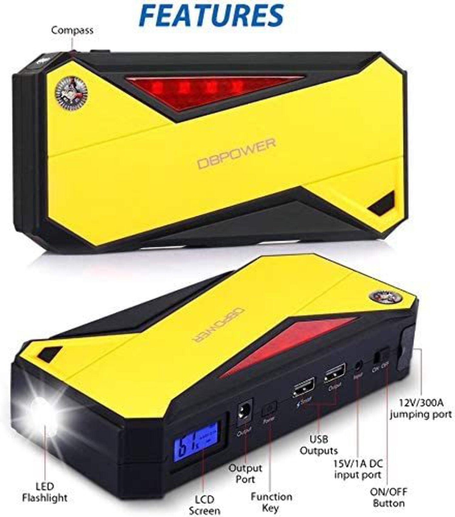 DBPOWER 800A Peak 18000mAh Portable Car Jump Starter - Walmart.com